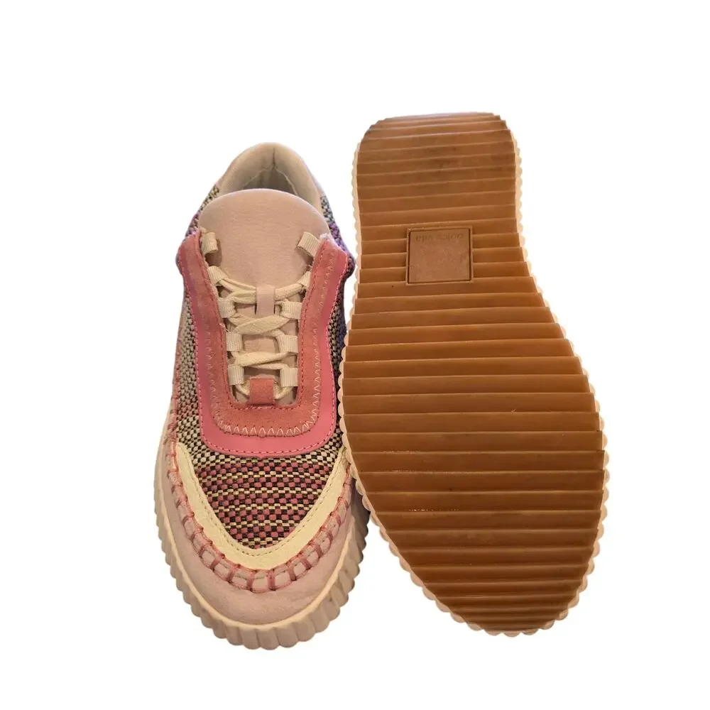 Dolce Vita Pink Multi Woven Platform‎ Sneakers Womens Lace Up Casual Shoes